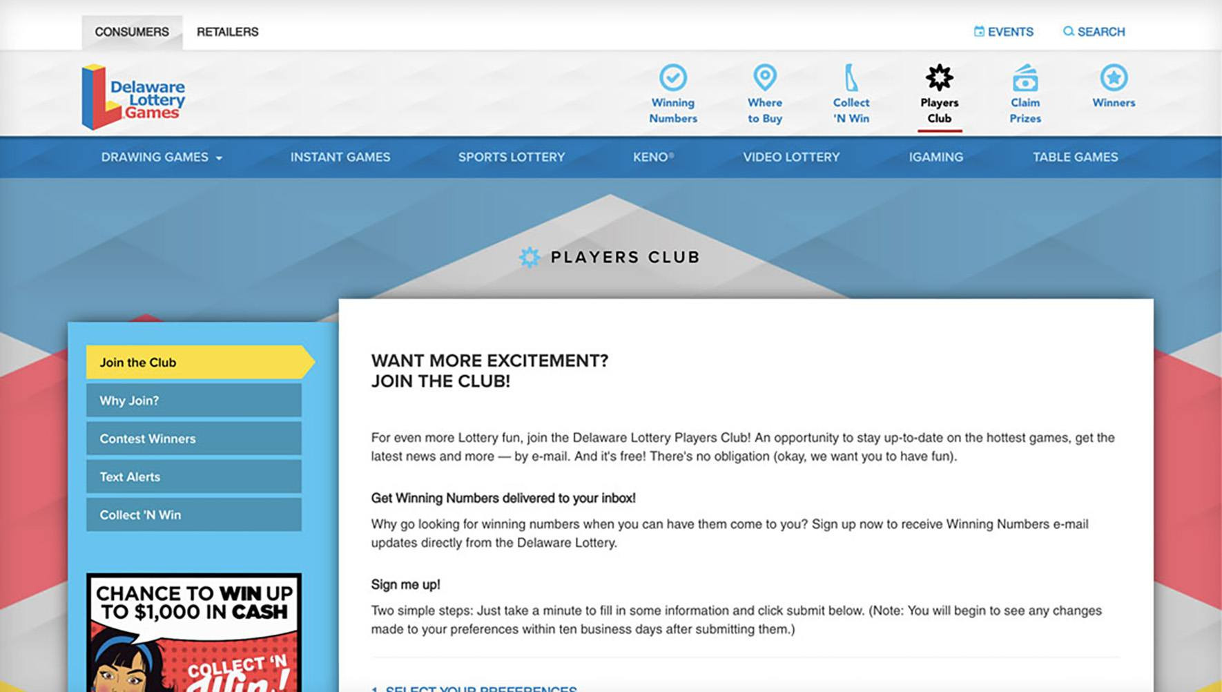 Delaware Lottery website