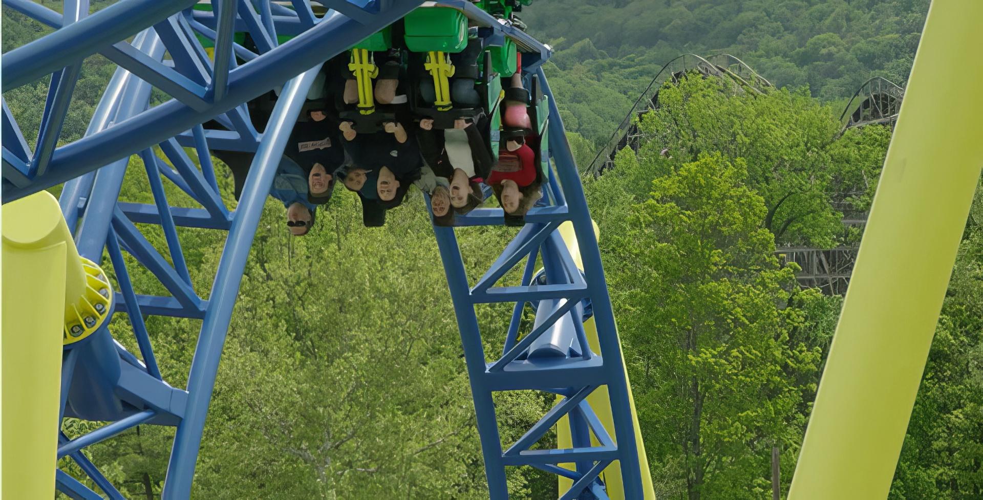 People upside down on a rollercoaster