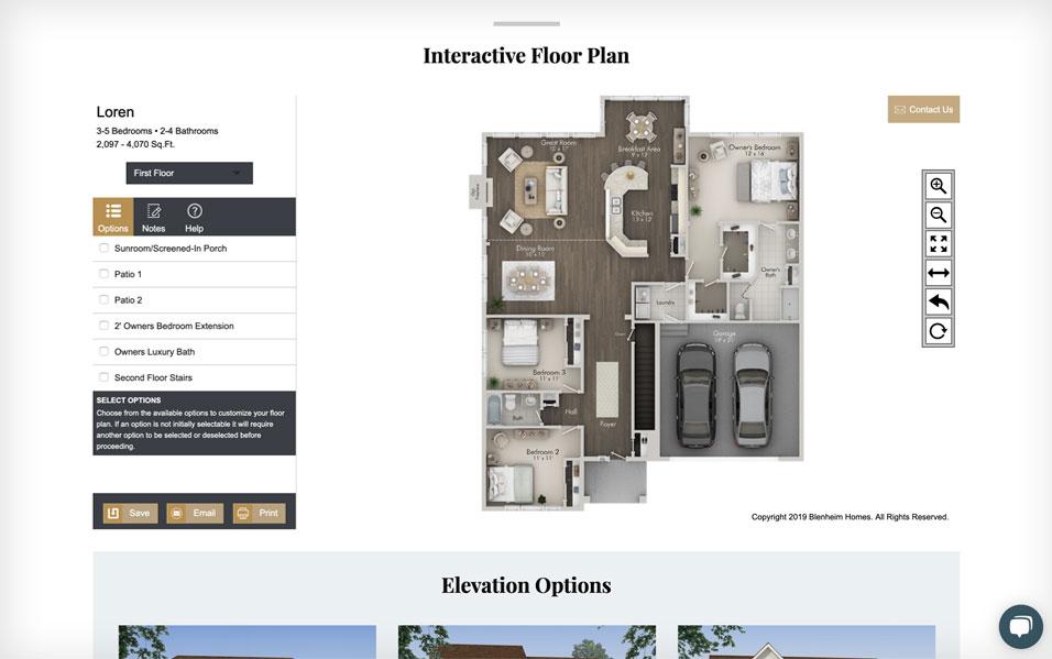 Interactive floor plans are used to help visualize your new home